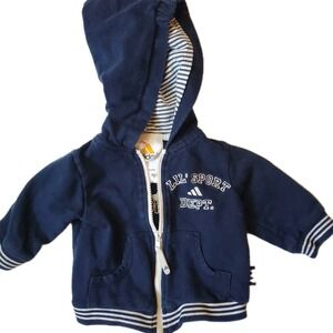 Vintage Navy Blue Adidas Zip Up Hoodie Jacket 0- 3 Months‎ Lil Sport